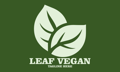 Leaf vegan vector icon, leaf vegan vector illustration and vegan leaf logo icon on green background