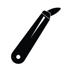 Black silhouette of a scalpel on white