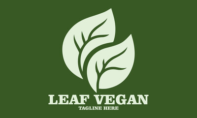 Leaf vegan vector icon, leaf vegan vector illustration and vegan leaf logo icon on green background