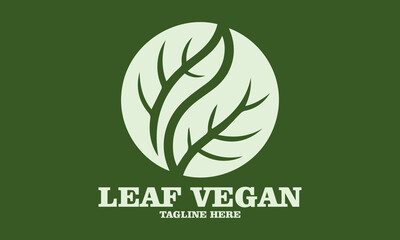 Leaf vegan vector icon, leaf vegan vector illustration and vegan leaf logo icon on green background