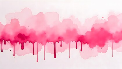 Pink watercolor background painting with abstract fringe and bleed paint drips and drops, painted paper texture design