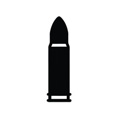 Black and White Bullet Ammunition Silhouette Icon