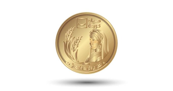 50 piastres 2021 Egyptian Countryside, Egypt. The coin appear on the screen with a captivating style. Animated vector coin. Money animation.