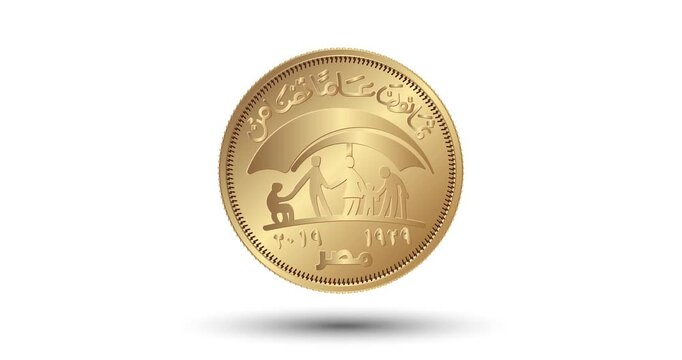 50 piastres 2019 - Ministry of Social Solidarity. The coin appear on the screen with a captivating style. Animated vector coin. Money animation.