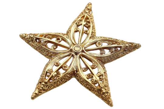 Golden Star Ornament Christmas Holiday Decoration Elegant Festive Season Design Sparkly on transparent background