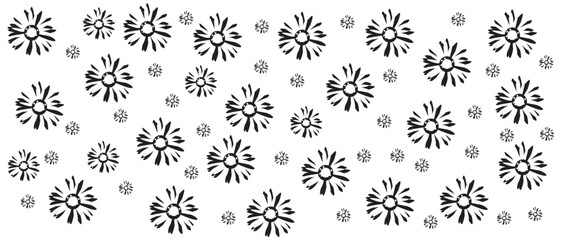 abstract, vector, monochrome, big flowers, all over textiles design, illustration digital image can be used for wrapping paper