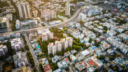 Ariel Shot of beautiful Bangalore City in India	