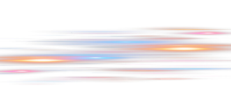Motion light effect for banners. Blue lines. The effect of speed on a blue background. Red lines of light, speed and movement. PNG