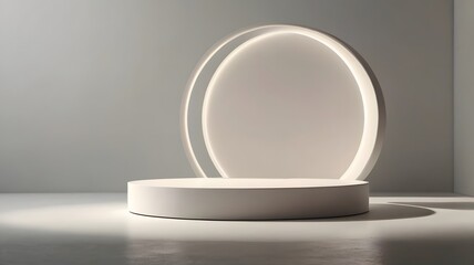 Minimal round podium with soft shadows 