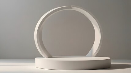 Minimal round podium with soft shadows 