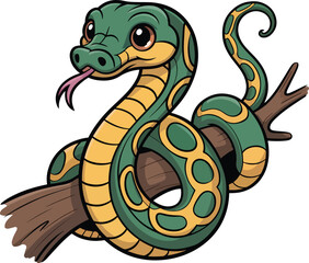 Fototapeta premium Cute Python Snake Vector