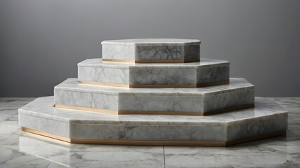 Three-tier white marble podium