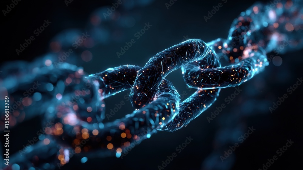 Fototapete glowing blockchain technology chain, representing secure transactions and digital innovation in fina