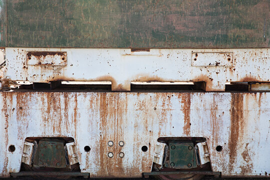 Rusty metal machinery close up for textured background