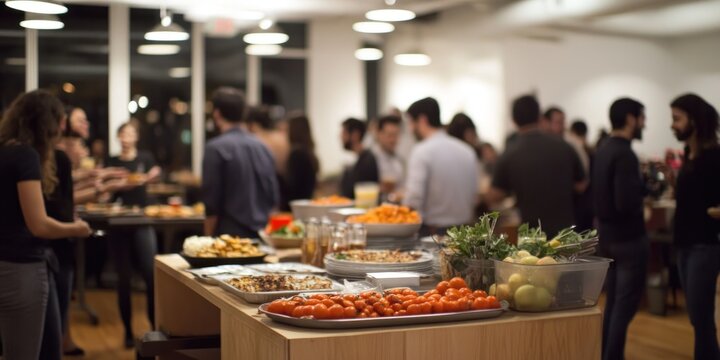 Evening Office Gathering: Delicious Food and Lively Conversation