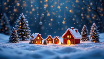 Winter Village Christmas Scene