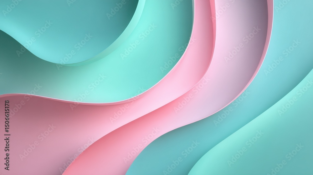 Leinwandbilder pastel pink and teal abstract waves, ideal for modern branding and creative presentation backgrounds