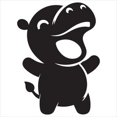 Laughing Baby Hippopotamus Silhouette