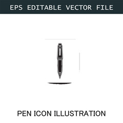 Pen Icon Logo Vector Image in Black and White for Stationery Branding and Graphic Design
