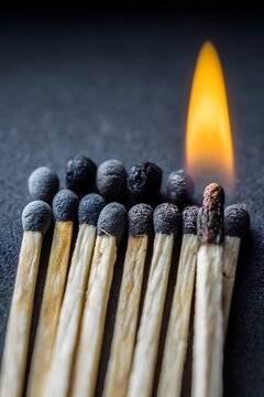 Lit match among unlit matches