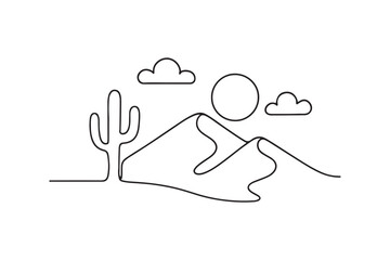 desert themes continuous one line drawing minimalism design