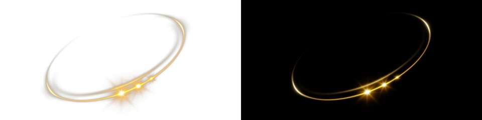 Abstract Golden Spiral Effect – Glowing Swirl Light Motion Isolated on Transparent PNG Cutout, Shiny Decorative Element for Backgrounds, Visual FX, Animation, and Creative Design
