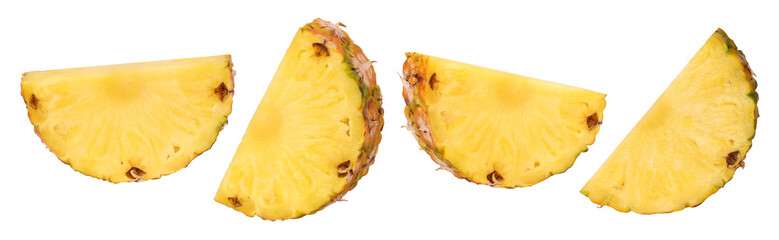 Set of pineapple halves isolated, transparent PNG, PNG format, Sweet and juicy pineapple, cut out