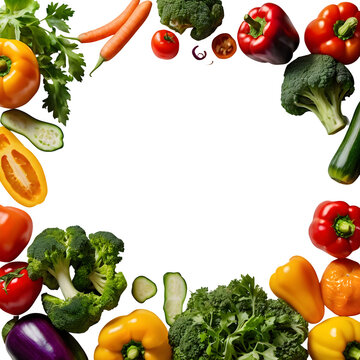 Fresh vegetables frame isolated on transparent background