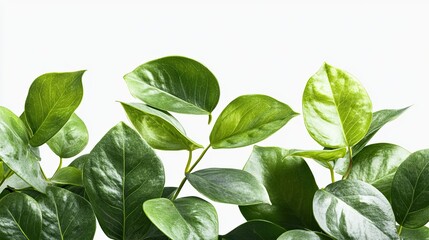 green leaves isolated on white Lush Houseplant Leaves: Close-up, transparent PNG
