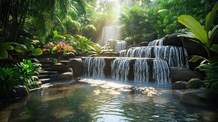 waterfall in the jungle Lush Serenity