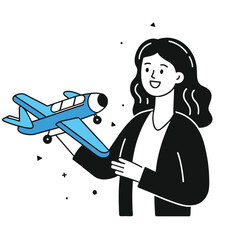 Fototapeta premium airplane business illustration of a woman 