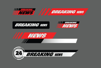 Breaking News Lower Third Banner Graphics Pack Isolated on Dark Background