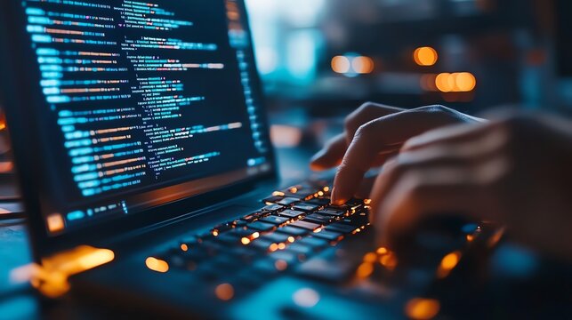 IT Information Technology. Developer presenting IT upgrade plan in modern office.