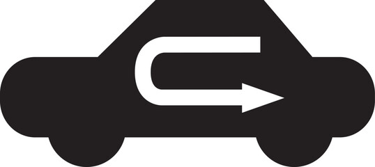 car u-turn icon for reversing maneuver in traffic