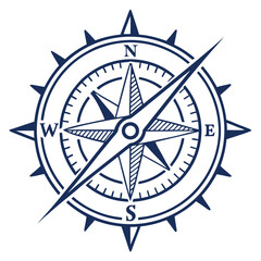 Elegant detailed nautical compass rose navigation symbol with directional elements