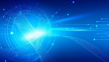 Obraz premium Abstract World Globe Network on Blue.
