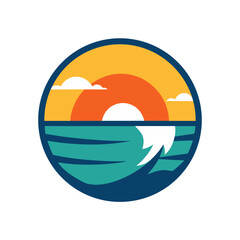 Fototapeta premium Summer Sunset and Waves Beach Adventure Logo