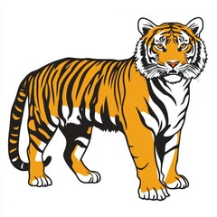 Tiger Clip Art. Black Outline Drawing of Tattoo Style Tiger for Animal Coloring Book