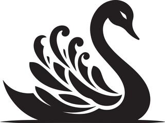 Minimalist Black Swan Silhouette Vector Art – Elegant Curves & Stylized Feathers