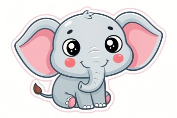 Fototapeta premium Adorable Baby Elephant Cartoon Illustration Cute Animal Character Design Perfect for Children s