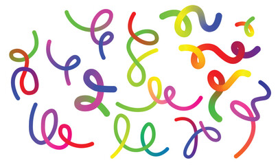 Colorful Abstract Curly Ribbon Pattern on White Background