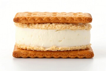 Delicious Vanilla Ice Cream Sandwich with Crispy Golden Brown Cookies