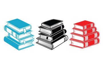 Books icon Vector, Stack of Books silhouette Illustration