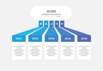 Infographic Template Design With 5 Steps, Process Workflow Diagram