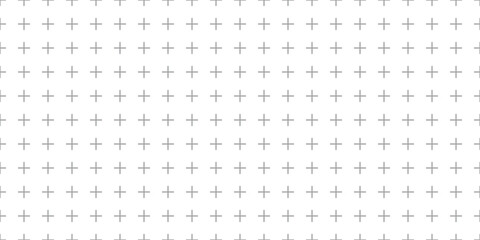 Plus seamless pattern. Simple geometric cross texture. Graphic cross symbol grid. Plus sign repeat pattern. Graphic texture. Vector illustration isolated on white background.