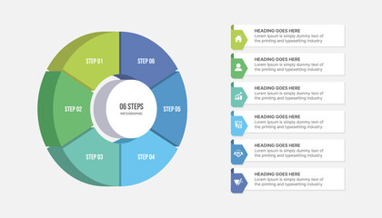 Circle Infographic Template Design With 6 Steps, Process Workflow Diagram