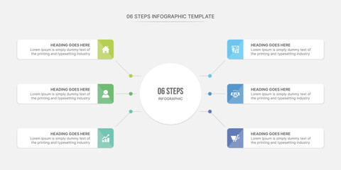 Circle Infographic Template Design With 6 Steps, Process Workflow Diagram