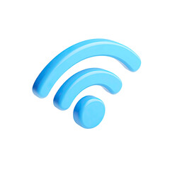 3D Rendered Blue Wifi Symbol on Transparent Background