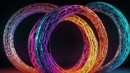 colorful spirals on a dark background