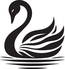 Minimalist Black Swan Silhouette Vector Art – Elegant Curves & Stylized Feathers
